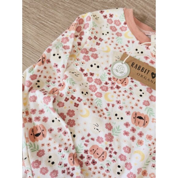 Rabbit Bear Organic Cotton Halloween Pumpkin Skull Floral Toddler Pajamas 4T - Picture 5 of 9